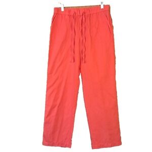 LIZ CLAIBORNE Sz Sm Linen Blend Mid Rise‎ Wide Leg Drawstring Pants Orange